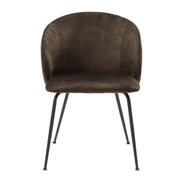 English Elm Brown Velvet Upholstered Dining Side Chair Set with Sleek Powder Coated Metal Legs Brown B011P243655