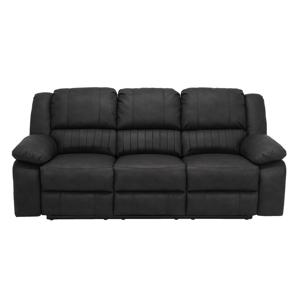 English Elm Wallace & Bay - Black Reclining Sofa Upholstered Fabric Contemporary Black Licorice 87.5" Wide Easy-Care Comfort Recliner Lounge Seating B361P384411