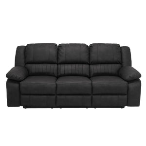 English Elm Wallace & Bay - Black Reclining Sofa Upholstered Fabric Contemporary Black Licorice 87.5" Wide Easy-Care Comfort Recliner Lounge Seating B361P384411