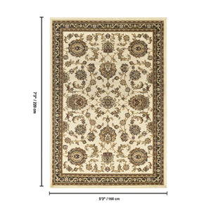 English Elm Classic Cream Traditional Low Pile Area Rug Neutral Pattern for Living or Dining Rooms B186P452278