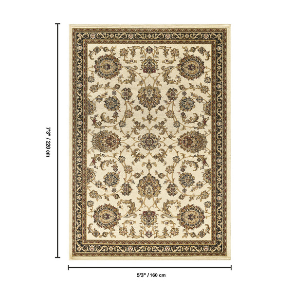 English Elm Classic Cream Traditional Low Pile Area Rug Neutral Pattern for Living or Dining Rooms B186P452278