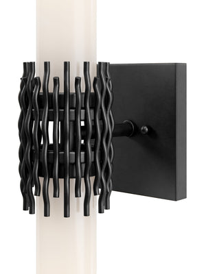Currey & Company Brietta Elegant Bath Wall Sconce With Unique Wirework Design And Soft Ambient Illumination Black Glass ,Metal 5800-0071-currey-company
