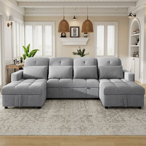 English Elm 101.2" Modular Chenille Sectional Sofa with Tufted Cushions and Deep Seating for Living Room N719S001750E