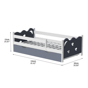 English Elm Kid's Twin Bed Frame Bamboo Mdf Build Star Moon Cutouts White Finish Toddler Bedroom W2992S00005