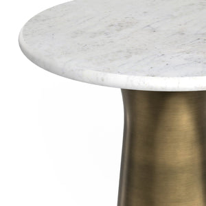 English Elm Nicollette Antique Brass Side Table with White Marble Top, Handcrafted Iron Base, 30"L x 16"W Accent Piece B136P262282