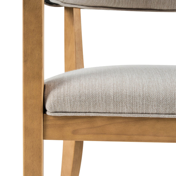 English Elm Wood Frame Upholstered Dining Chairs Set of 2 Curved Back Rubberwood Armrest Seating Beige,Natural N768P389407N