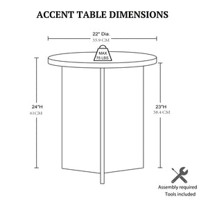 JLA Home Martha Stewart - Accent sculptural round starburst veneer table — compact nightstand or end table with durable finish Walnut Brown MT120-0186