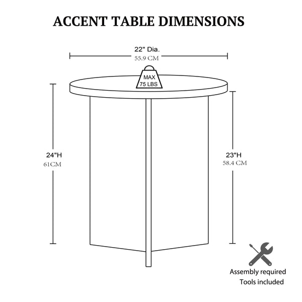 JLA Home Martha Stewart - Accent sculptural round starburst veneer table — compact nightstand or end table with durable finish Walnut Brown MT120-0186