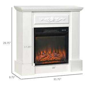 English Elm Fireplace Electric Mantel Cabinet with Realistic Led Log Flame for Living Spaces White T3971P415350