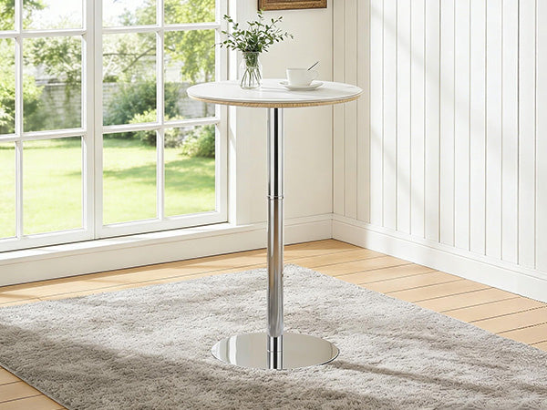 English Elm Rock Slab Round Bar Table with Gold Stainless Steel Base for Modern Home Entertaining W2920P443468