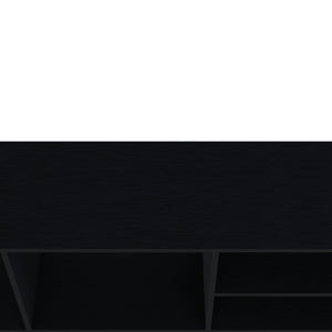 English Elm Tubac Melamine TV Rack Black with Open Storage Shelves, Durable Minimalist Design for Living Room B128P237133