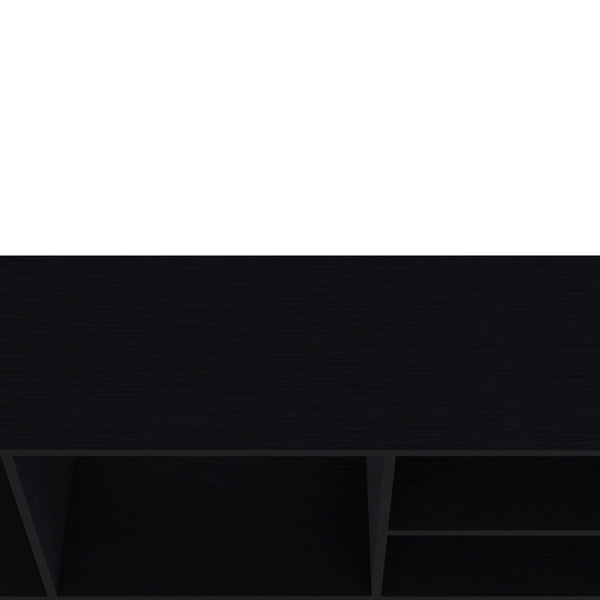 English Elm Tubac Melamine TV Rack Black with Open Storage Shelves, Durable Minimalist Design for Living Room B128P237133