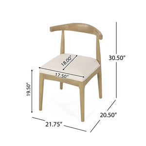 English Elm Christopher Knight Home® - DINING Chair Set of 2 Mid-Century Upholstered Rubberwood Dining Chairs with Tapered Legs and Open Backrest Beige N771P266173M