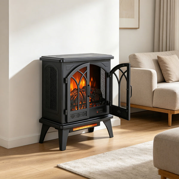 English Elm 24 Inch Infrared Quartz Stove Heater with 3d Flame Effect and Remote Control W1769112701
