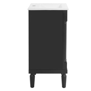 English Elm 18" French Style Vanity with Ceramic Sink Soft Close Door and Adjustable Shelf Black N710P415332B