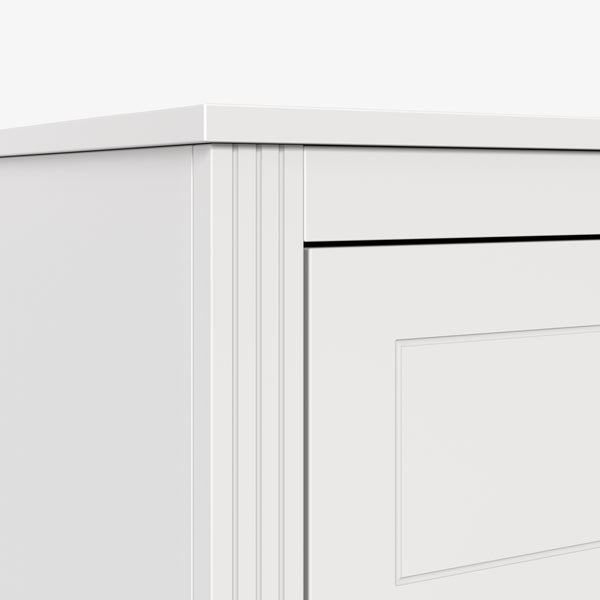 English Elm 6-drawer Double Dresser Solid Wood Legs Mid-century Modern Bedroom Storage Cabinet White W1445S00007