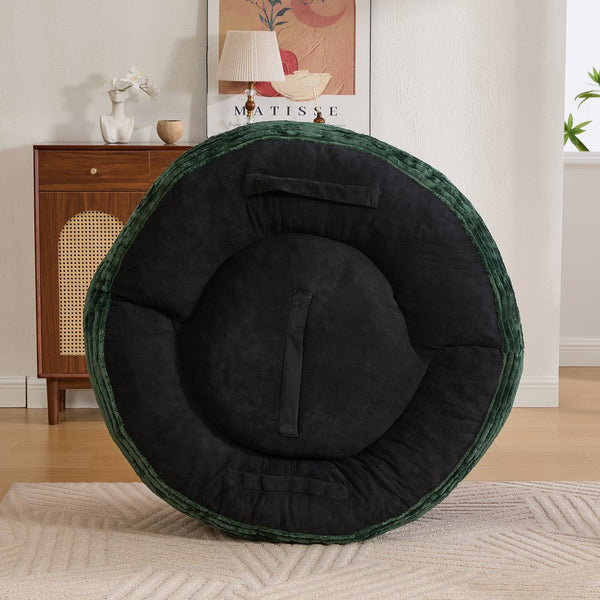 English Elm Bean Bag Sofa Oversized Corduroy Floor Lounge Chair with Armrests Pillows Foam Fill Emerald W395P426813