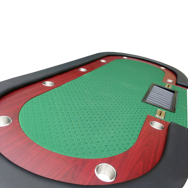 English Elm 96" Oval Speed Cloth Poker Table Seats 10 with Wooden Rail and Built-in Chip Tray W2748S00021