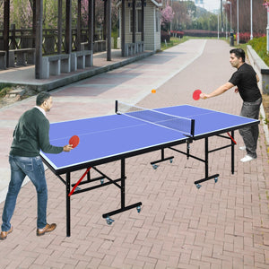English Elm 8ft Regulation Ping Pong Table Foldable Steel Frame with Solo Playback Mode Indoor W1408P231628