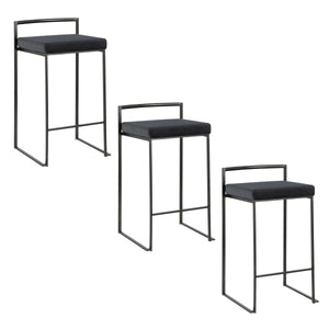 English Elm Contemporary Stackable Steel Counter Stools Padded Fabric Seats for Kitchen Islands Set of 2 B202P222009