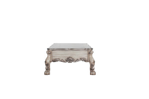 English Elm Dresden Vintage Bone White Resin Coffee Table with Two Felt-Lined Drawers and Scalloped Floral Trim Ivory 58 L x 39 W x 14 H B2726P281468