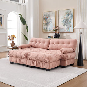 English Elm U Shaped Modular Sectional Sofa Flannelette Cloud Couch Deep Seat Plush Living Room Pink W2120S00028