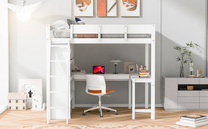 English Elm Full Size Loft Bed with Built-in Desk and Shelving for Kids or Teen Bedrooms LT000802AAK