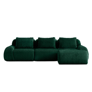 English Elm 114" Modular L-shaped Sectional Flannelette Sofa with Ottoman for Spacious Living Rooms Green W714S01526