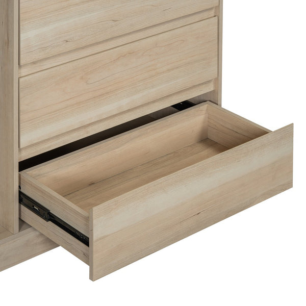 English Elm Wardrobe with 4 Drawers 3 Shelves – Spacious Natural/Wood/White Storage Cabinet, Durable MDF, Easy Assembly, Sleek Design, 55.3" L x 50.4" H N820P196888N