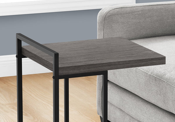 English Elm Accent Table - Sleek C-Shaped Design, Portable Grey Laminate Top With Black Metal Base For Modern Living B2710P219373