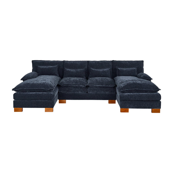 English Elm 2179-blue Chenille Upholstered Double Lounge Sofa for Contemporary Living Rooms W308S00200