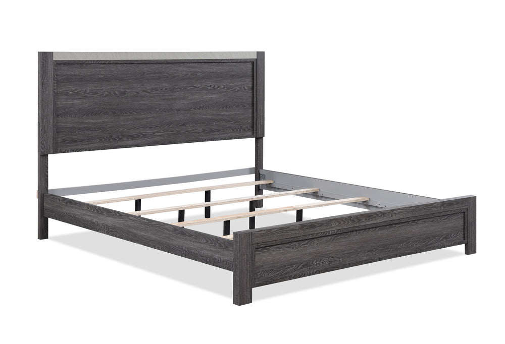 English Elm Contemporary King Size Panel Bed - Rustic Gray Two-Tone Finish For Modern Minimalist Bedrooms B2741S00239