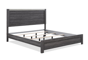 English Elm Contemporary King Size Panel Bed - Rustic Gray Two-Tone Finish For Modern Minimalist Bedrooms B2741S00239