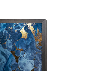 Sunpan Chemistry Luxe Art Acrylic Wall Decor - Handcrafted Blue Oil Pool with Gold Leaf, 48" Charcoal Frame