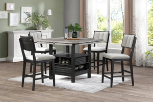 English Elm 2pc Black/Light Grey Counter Height Chairs Set – Full Back Wood Frame, Padded Fabric Seats, Sleek Dining Style B011P228165