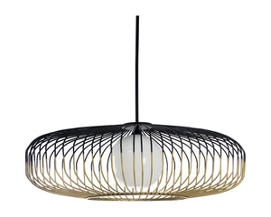 Sunpan CIRCA Pendant Light - Extra Large Art Deco Design with Misted Glass, Black & Brass Frame for Elegance 106363