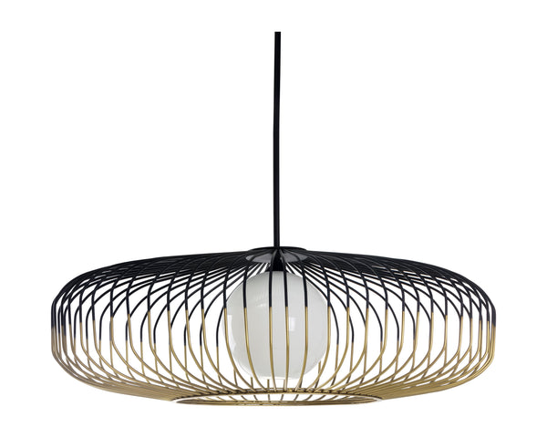 Sunpan Circa Pendant Light - Stunning Industrial Art Deco Design with Misted Glass and Brass Accents Extra Large - 43W x 30D x 52H