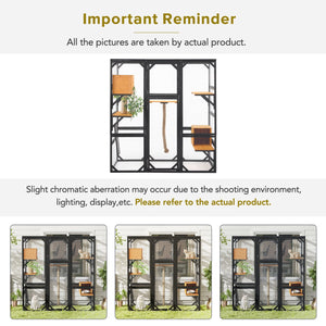 English Elm Outdoor Pine Wood Catio Enclosure with Platforms Condos and Walk-in Access for Cats N719P283198B