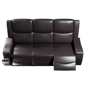 English Elm Recliner Plush 3-Seat Manual Sofa with Hidden Cup Holders, Headrest Support for Ultimate Comfort and Style Espresso 81 L x 31 W x 26 H B089P240487