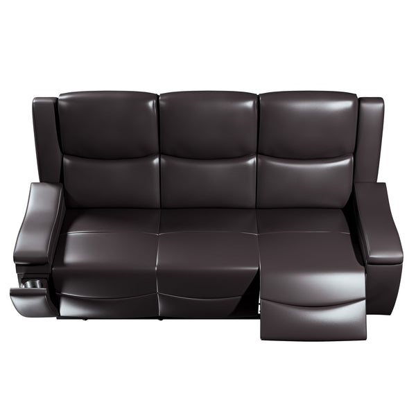 English Elm Recliner Plush 3-Seat Manual Sofa with Hidden Cup Holders, Headrest Support for Ultimate Comfort and Style Espresso 81 L x 31 W x 26 H B089P240487