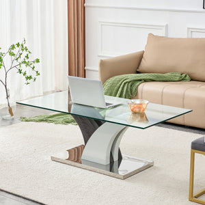 English Elm X-b-793-12065-trgr Tempered Glass Minimalist Table for Modern Dining or Living Rooms W2827P427121