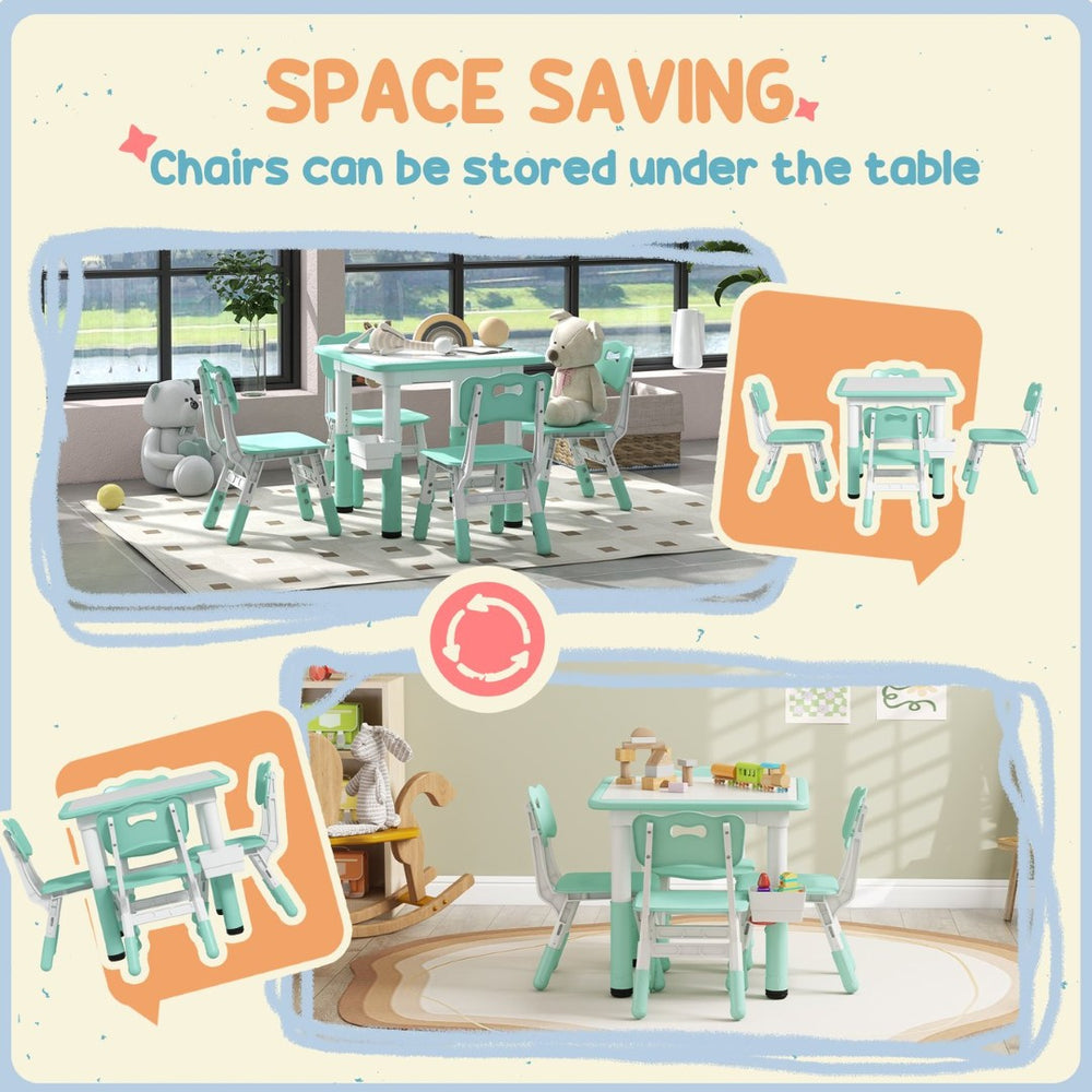 English Elm Qaba Kids Table And Chair Set - Adjustable 5-Piece Toddler Furniture With Storage, Easy Clean! W2225P217317-GIGA
