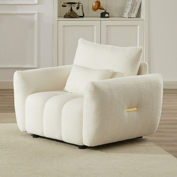 English Elm MH36.8''Teddy Modern lounge chair sofa with plush teddy upholstery, supportive wooden arms, 250lb capacity Beige W1193P314000