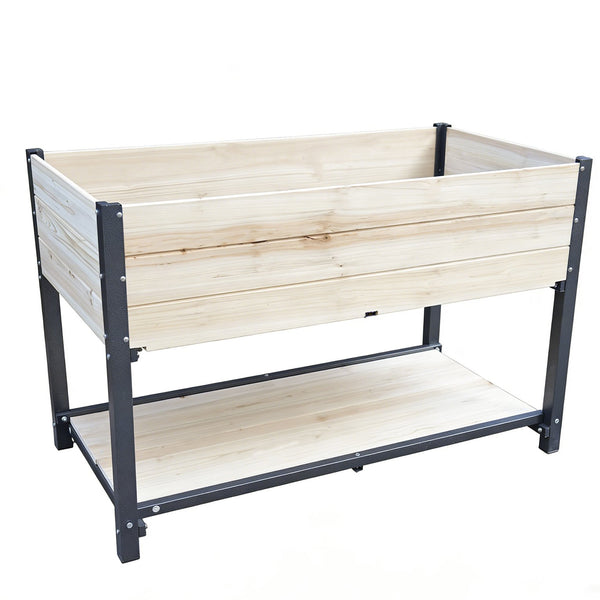 English Elm New Solid Iron and Wood Raised Garden Bed Ergonomic Standing Planter for Patio W1431P470876