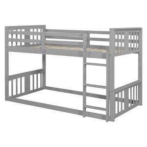 English Elm Twin Over Bunk Bed Solid Pine Frame Gray Finish with Guardrail for Kids N708P429640E