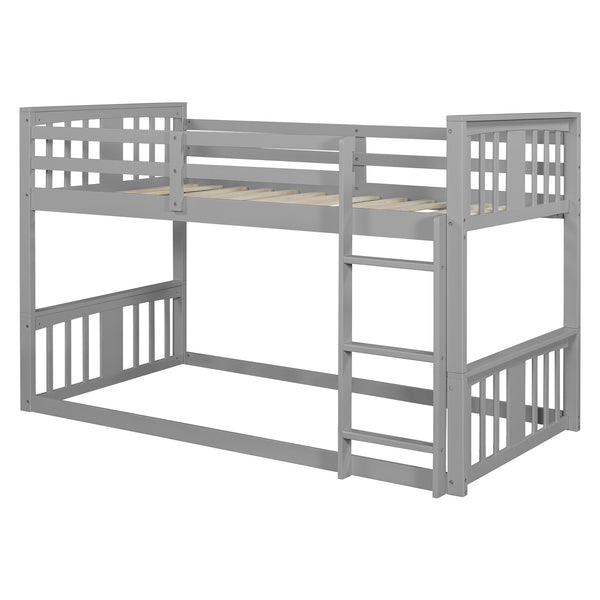 English Elm Twin Over Bunk Bed Solid Pine Frame Gray Finish with Guardrail for Kids N708P429640E