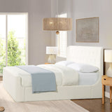 English Elm Brooks Contemporary Tufted Shelter Platform Bed, Queen, Antique White Polyester