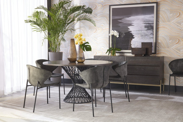 Sunpan ERIC Dining Chair - Stylish Nono Dark Green Upholstery with Mid-Century Design & Modern Comfort 107512