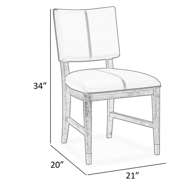 English Elm 20 Inch Faux Leather Dining Chairs Wire-brushed Wood Set of Two for Modern Tables B056P412610