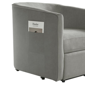 English Elm Power Lift Recliner Barrel Back Chenille Chair for Seniors with Footrest Pocket Grey N719P355911E